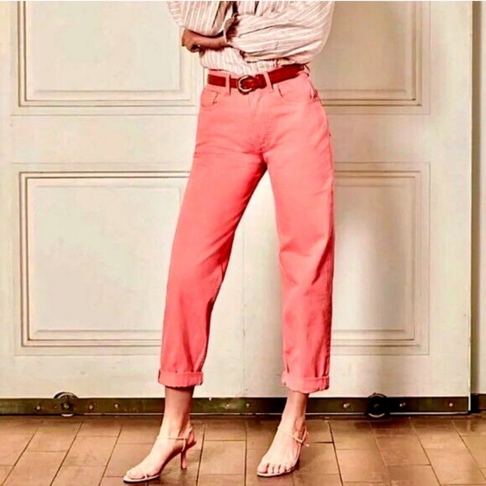 BOYISH Toby Jeans Pretty in Pink Button Fly Size 26 High Waist New!